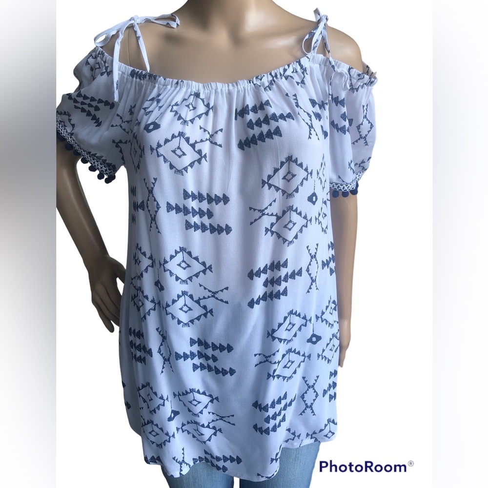 Tribal Jeans Summer Top Navy and White
